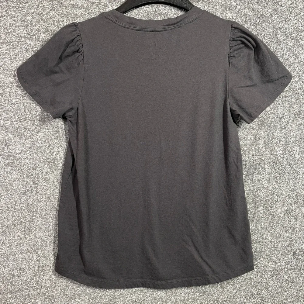 24/7 by Maurices Tee Womens M Charcoal Grey V-Neck Puff Tulip Sleeve Cotton